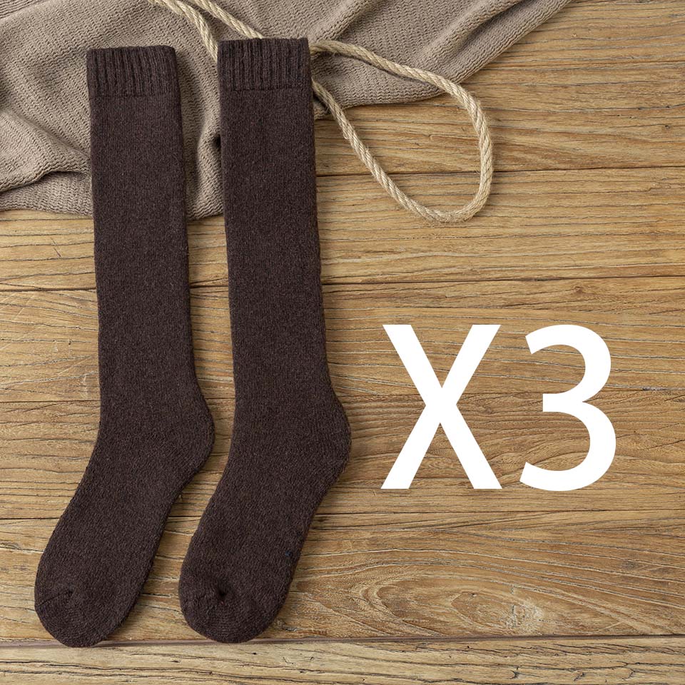 Winter Men's Knee Wool Long Socks Thick Warm Harajuku Retro Compression High Male Sock 3 Pair