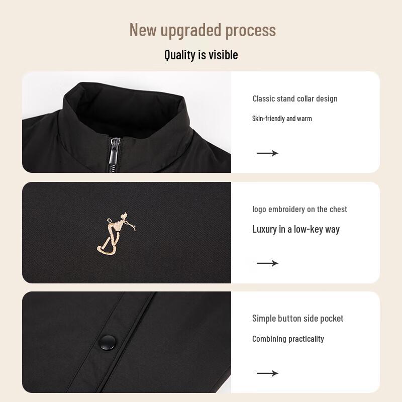 Men's Padded Embroidered Windproof Stand-up Collar Jacket