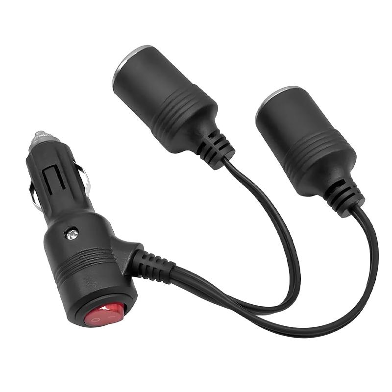 Car Cigarette Lighter Splitter 1 to 3 Car Cigarette Lighter 12V24V Splitter Adapter Cigarette Lighter Extension Cord with Switch
