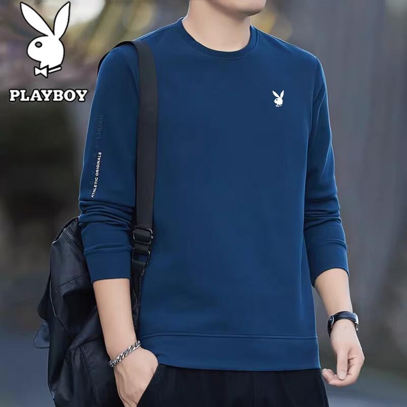PLAYBOY Men's Long Sleeve Crew Neck Pullover T-Shirt