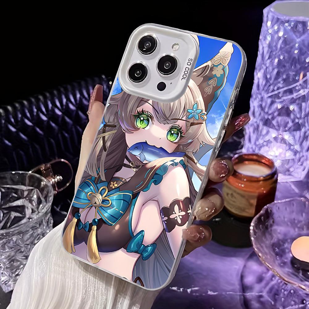 Game GI Kirara Mobile Phone Case for iPhone 17 16 15 14 13 12 11 X XR XS 8 7 Air Pro Max Plus White Translucent Colorful Cover