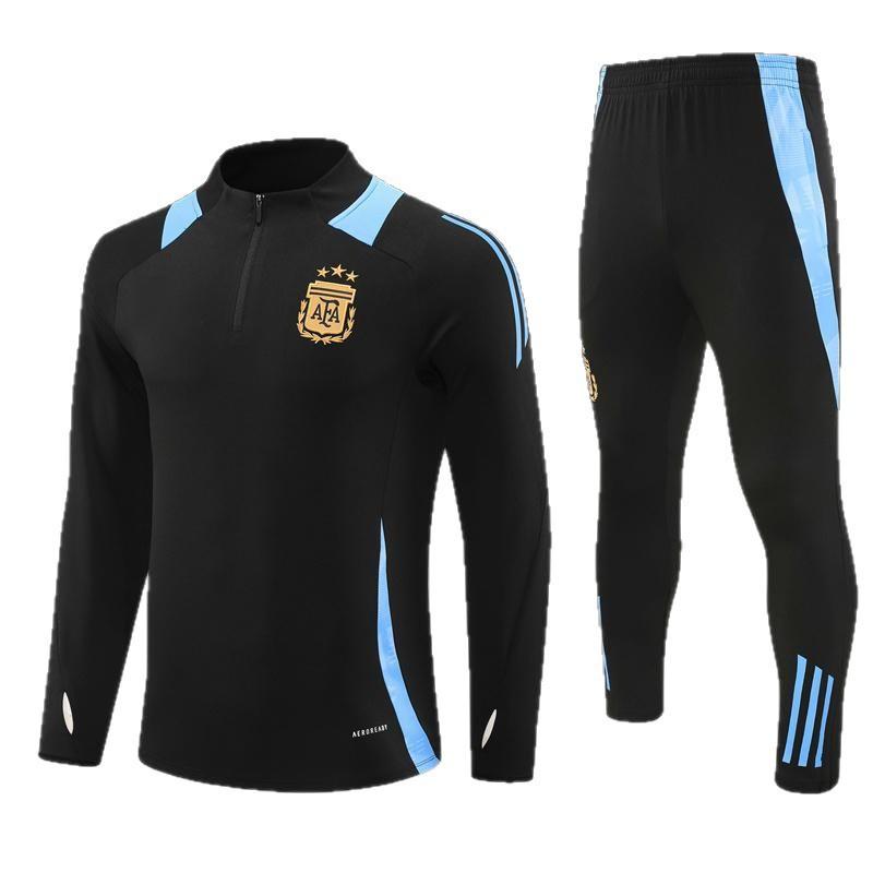 Adult National Team Soccer Training Jerseys Long Sleeve Half Zip Cotton Blend Sports Wear