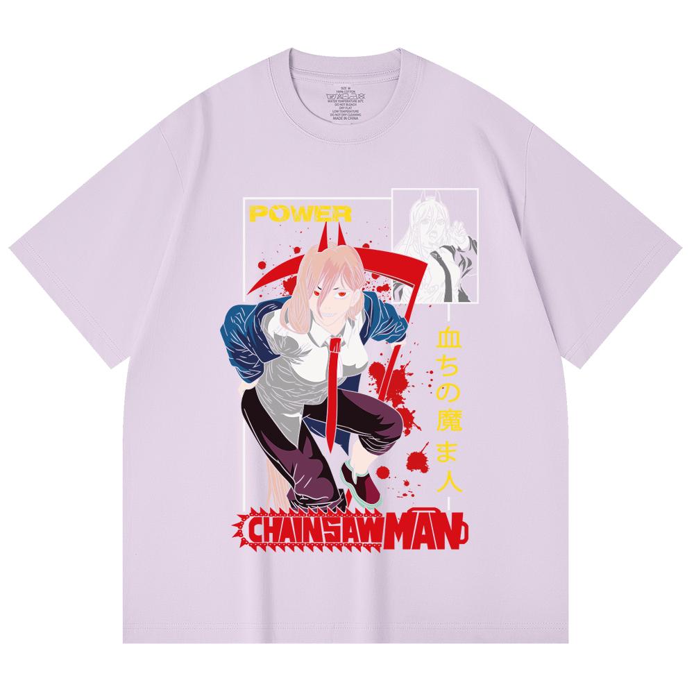 230 g/m² 100% Baumwolle Kettensägenmann V40 Power Print Unisex Schweres Baumwoll-T-Shirt