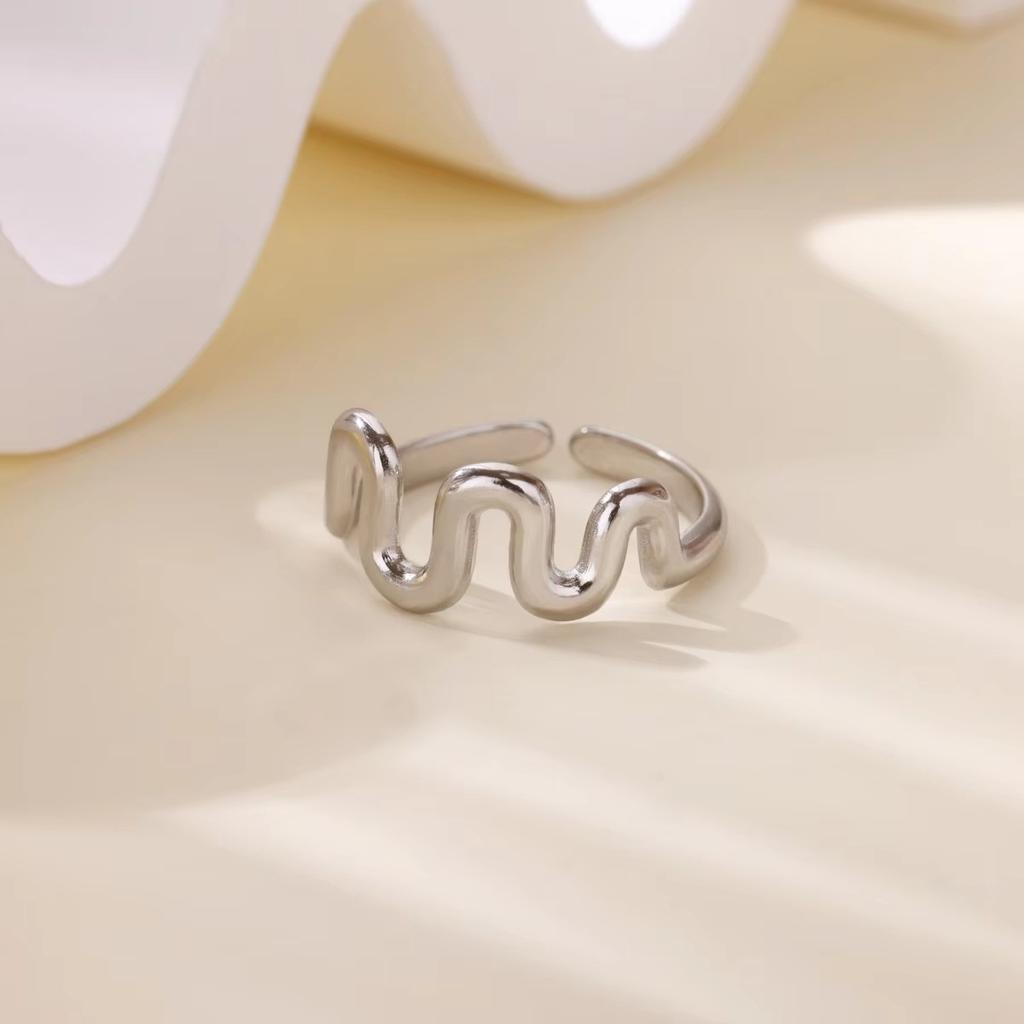 Stainless steel geometric ring new snake cross design sense k-plated opening adjustable ring