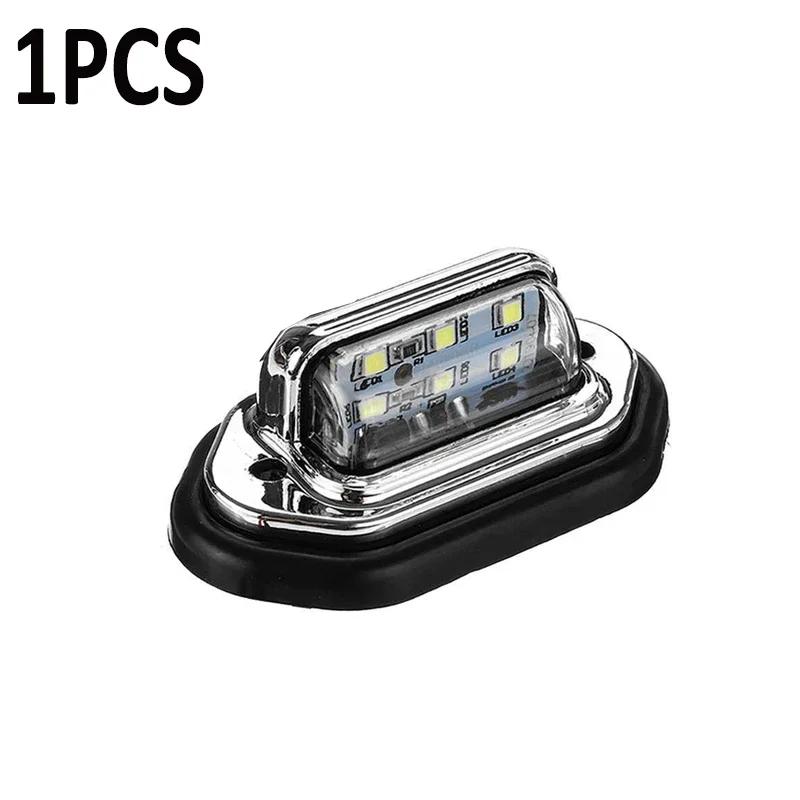 1/2Pcs 6 LED Car License Number Plate Lights Universal Waterproof Taillight SUV Truck Trailer Van Tag Step Lamp White Bulbs