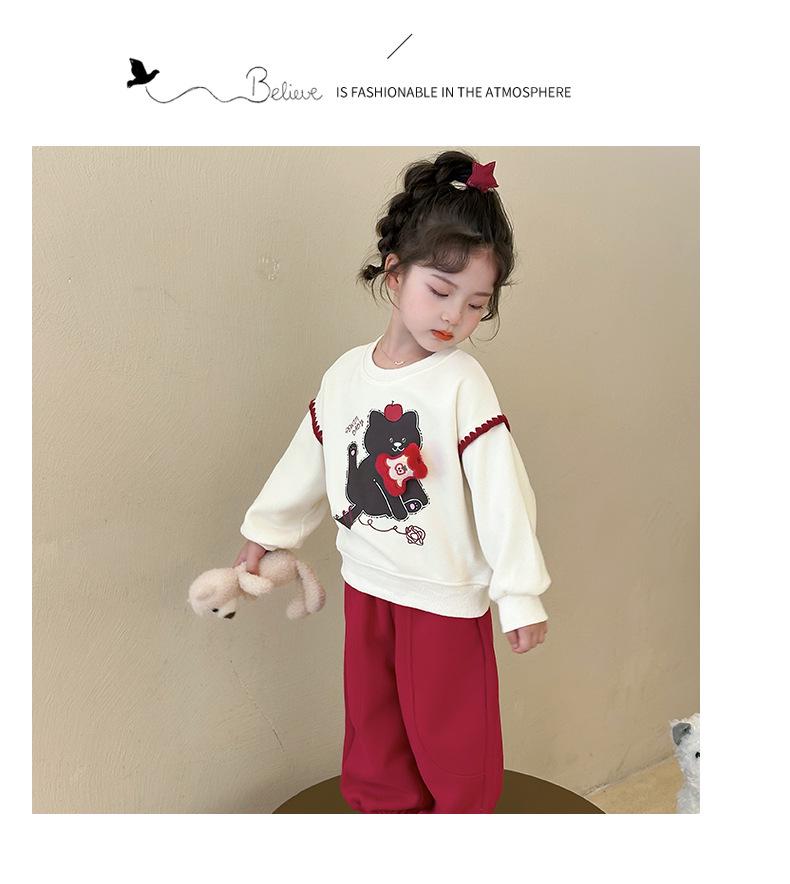 Toddler Girl Autumn Cartoon Sweatshirt and Jogger Pants Set