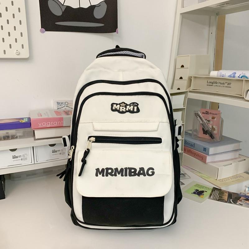 

Junior high school student cute schoolbag female ins lightweight Mori versatile contrasting color high school student backpack large capacity backpack Single Pack
