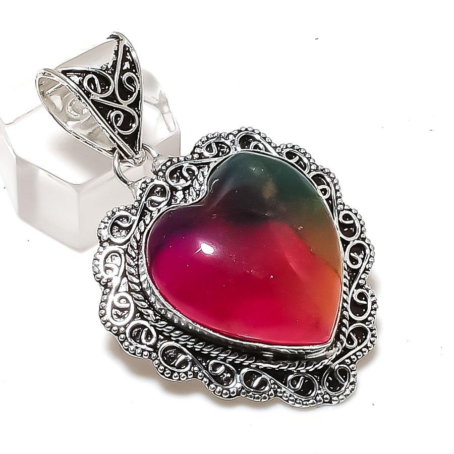 Natural Rainbow Solar Quartz 925 Sterling Silver Jewelry Pendant 1.97" ETC-14672