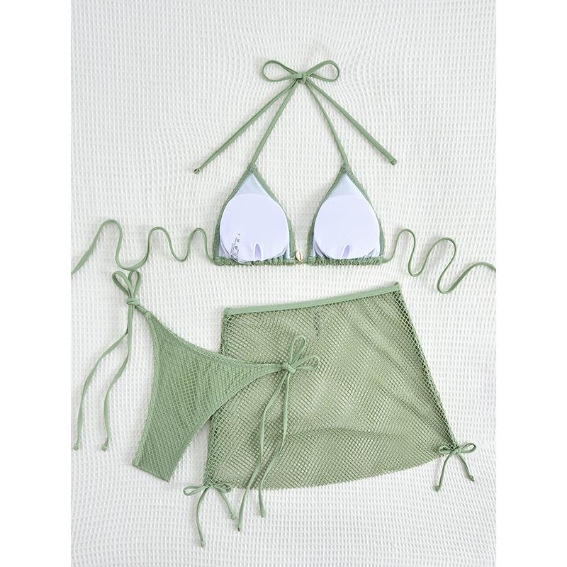 Nové Sexy Síťované Bikiny Dámské Plavky Ženy Třídílné Plavky Plážové Plavecké Oblečení Plavky Brazilská Bikini Sada
