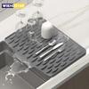 Silicone Kitchen Sink Drain Mat Drying Mat Non-slip Tableware Drain Pot Drying Filter Mat Suitable for Countertops Sinks