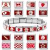 Modisches Personalisierbares DIY Rote Farbe Italienisches Charm-Armband Blume Katze Auto Herz Ziffer 9 Perle 9mm Armband Edelstahl Schmuck