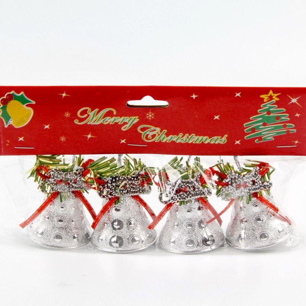 Golden Silver Christmas Hanging Bells Not Ringing Pendant Xmas Tree Decorations 4.5cm Window Door Christmas Bells Ornaments