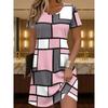 Summer Ladies 3D Printed Short Sleeve Dress Fashion Versatile Trend Breathable Casual
