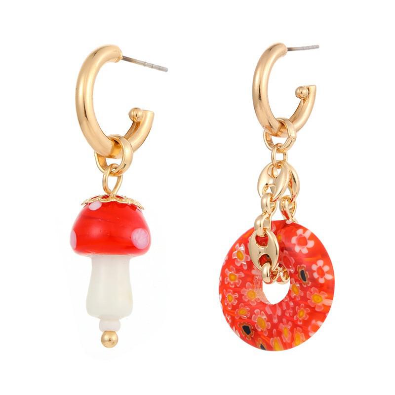 Kenjie Summer Ceramic Geometric Asymmetrical Earrings - Women's Cross-Border Versatile Design