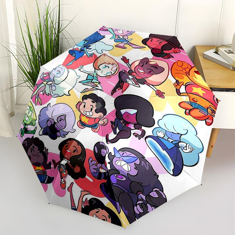 

1pc Outdoor Umbrella with Steven Universe Characters - Automatic Opening/Closing, Portable 3-Fold Design, 8-Rib Iron Frame - Perfect Gift for Fan