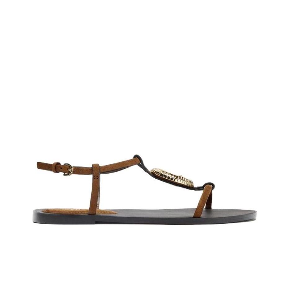 Zara Fashion Open-Toe One-Strap Sandals Women Sandals Brown 2647611105