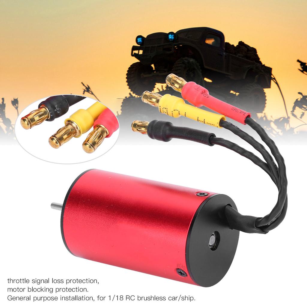 HH2440 4000kv Brushless Motor Lightweight for 1/18 RC Brushless Car/Ship Red Metal