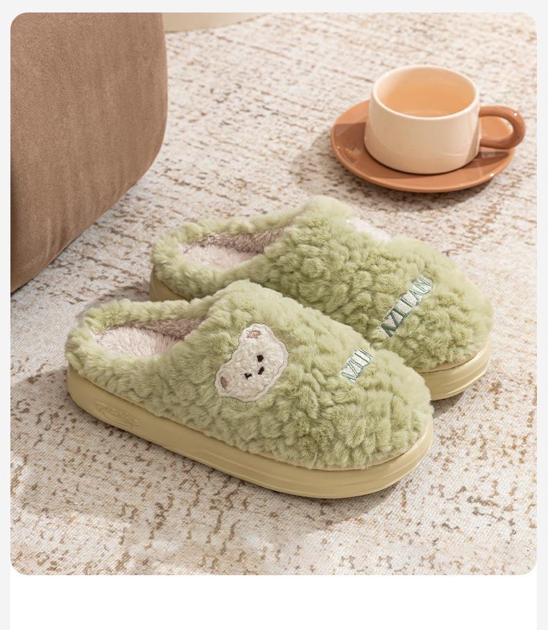 Winter Cartoon Fuzzy Slippers: Cute Plush Indoor Cotton Slippers for Women and Men