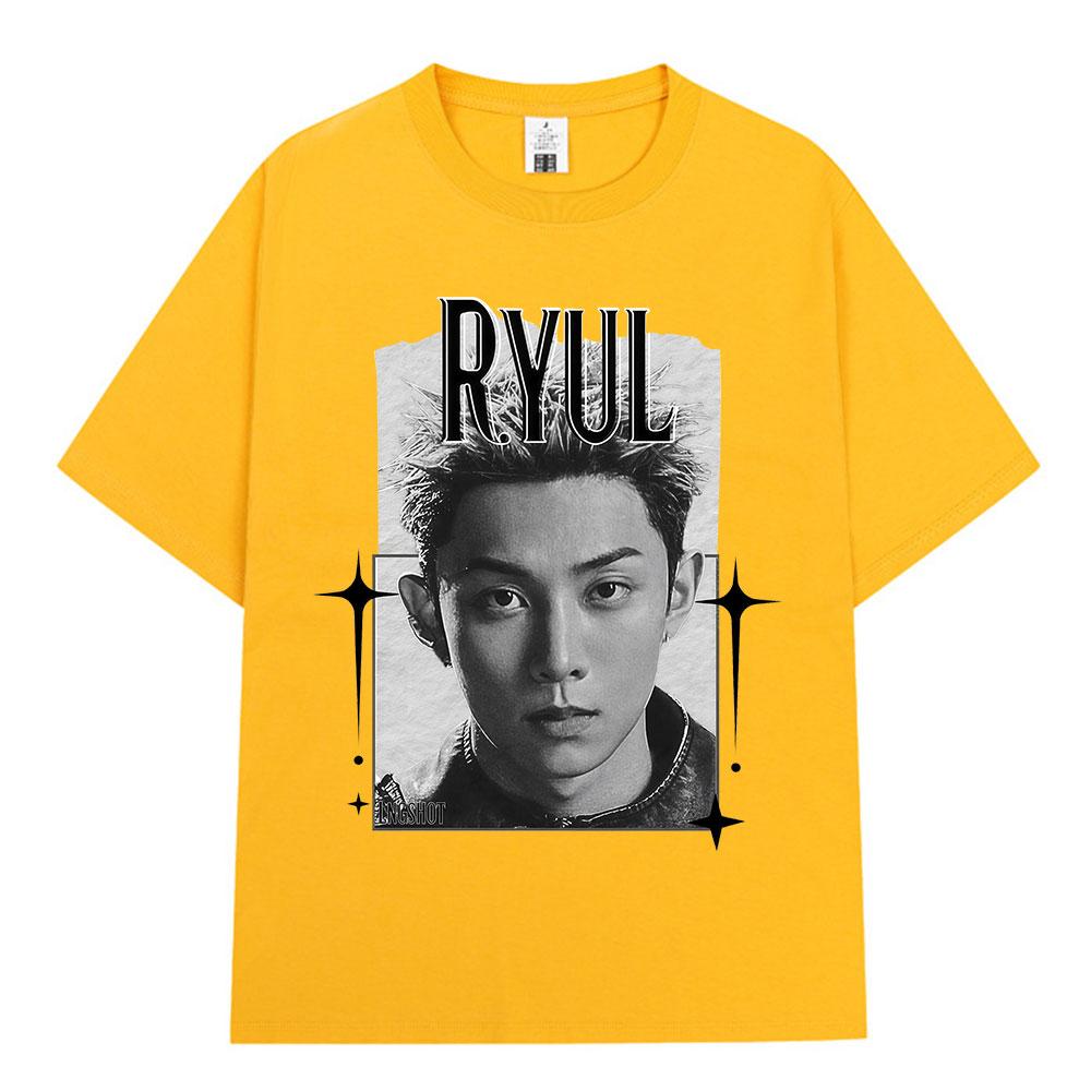 Gruppo Kpop Hip Hop Coreano Lngshot RYUL Maglietta Unisex Abbigliamento Donna Moda Harajuku Cotone Oversize Manica Corta T-shirt Regali per Fan