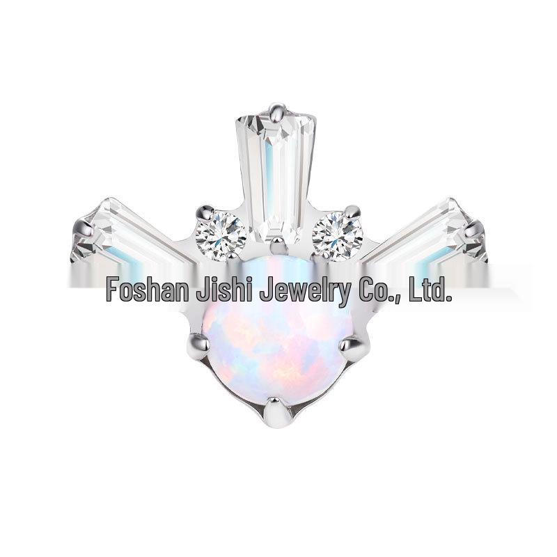 Opal Snowflake Stud Earrings in F136 Titanium Alloy, G23 Titanium Lip Jewelry. 0.9mm (Head Only)
