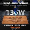 130W CO2 Laser Engraver Cutter Machine w/Glass Tube USB/U-Disk for Wood