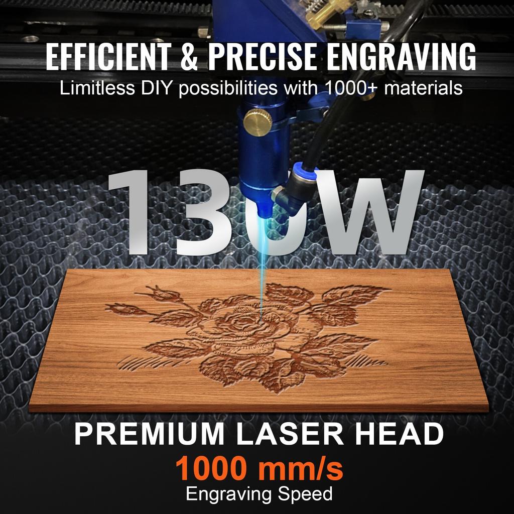 130W CO2 Laser Engraver Cutter Machine w/Glass Tube USB/U-Disk for Wood