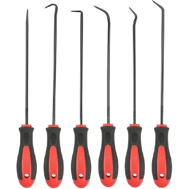 ROTATION Extra Long Набор Прецизионных Крючков и Подъемников, Набор из 6 предметов, Стержень из Хром-Ванадиевой Стали, Для Снятия Шлангов и Прокладок, Автомобильные и Электронные 6pc set