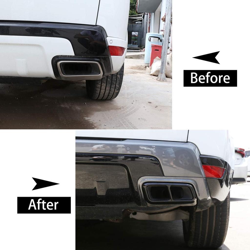 2 Stück Glänzendes Schwarz Chrom Edelstahl Auto Auspuffendrohr Abdeckung Zierleiste Für Range Rover Sport 2018 2019 2020 Baujahr Zubehör