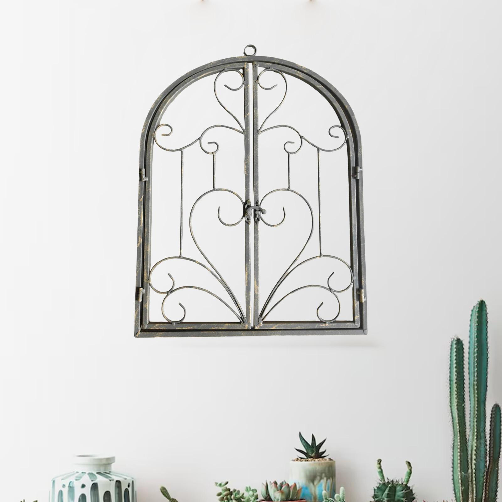 

Metal Wall Decor with Arched Window Theme Imitation Rust Color