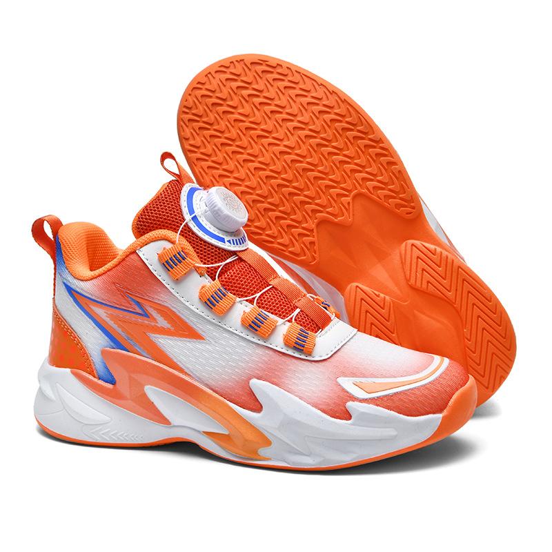 Children's Rotating Button Mesh Blue Sneakers Casual Sneakers Boys Running Shoes Student Dad Shoes One Piece 2025