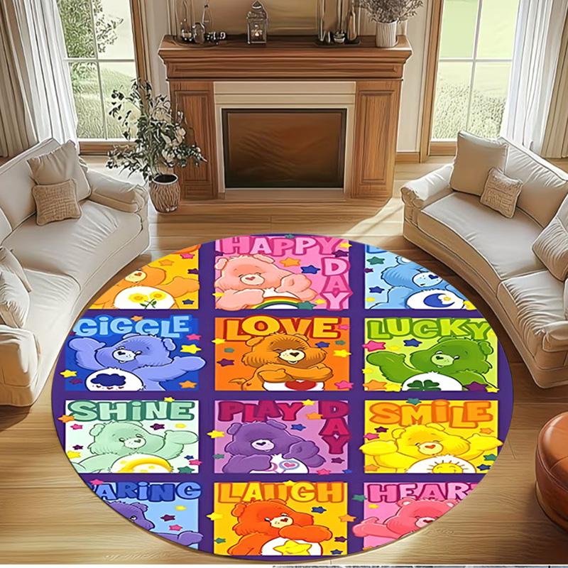 Care Bears Print Round Rug, Washable Floor Carpet, For Entryway Dorm Laundry Room Office Study, Home Decor Birthday Christmas Gift