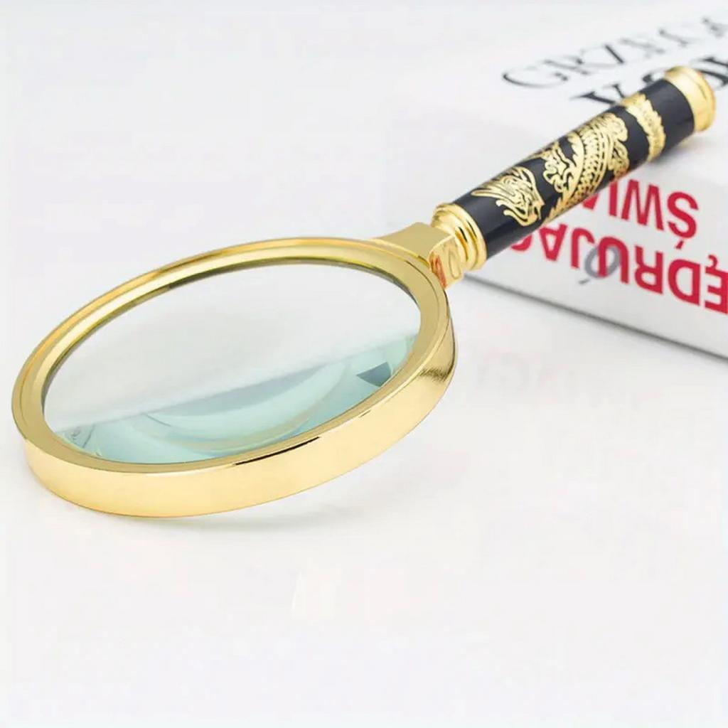 8x High-Power Hand-Held Magnifying Glass for Elderly High-Definition Reading Antiques Inspection Insect Study with Extended Mirr