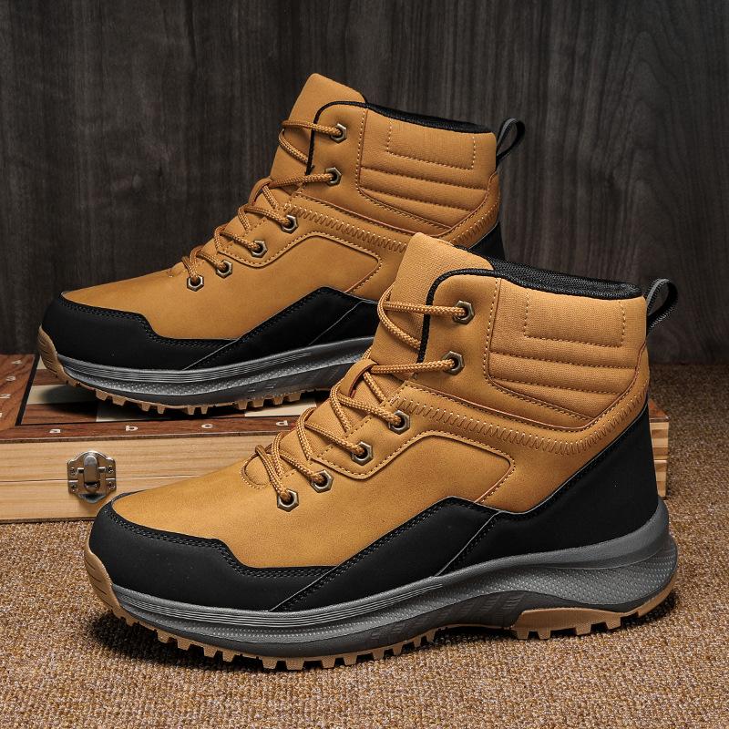 Casual microfiber leather shoes medium top ultra-light and super soft autumn large size mountaineering outdoor snow boots