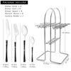 Black Silver 6/24Pcs Dinner Set Stainless Steel Dinnerware Knife Fork Spoon Flatware Tableware With Storage Cutlery Rack Set