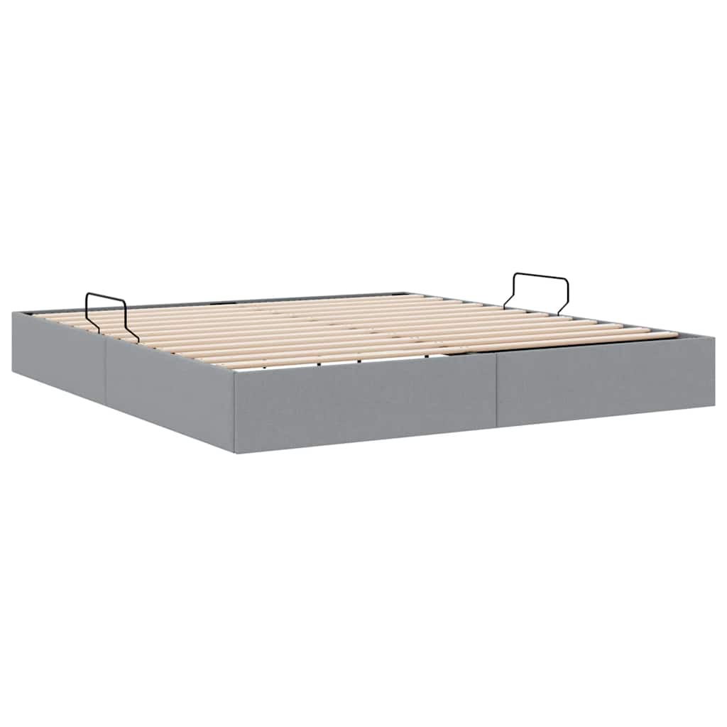 Storage Bed with Storage Light Gray 193 x 203 cm Fabric