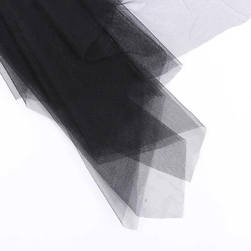 Net Yarn High-Waisted Irregular Skirt for Women Gothic Style Summer Casual Skirt Sexy and Charming Goth