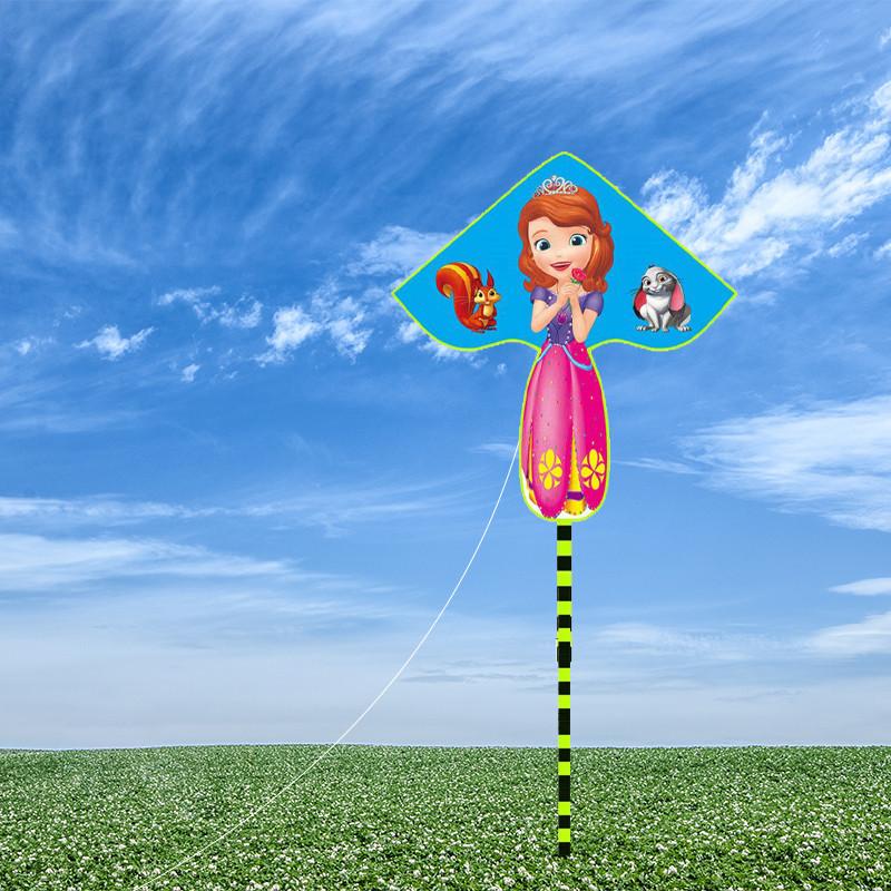Triangular Cartoon Kite With Curved Edge For Children In Parks And Markets