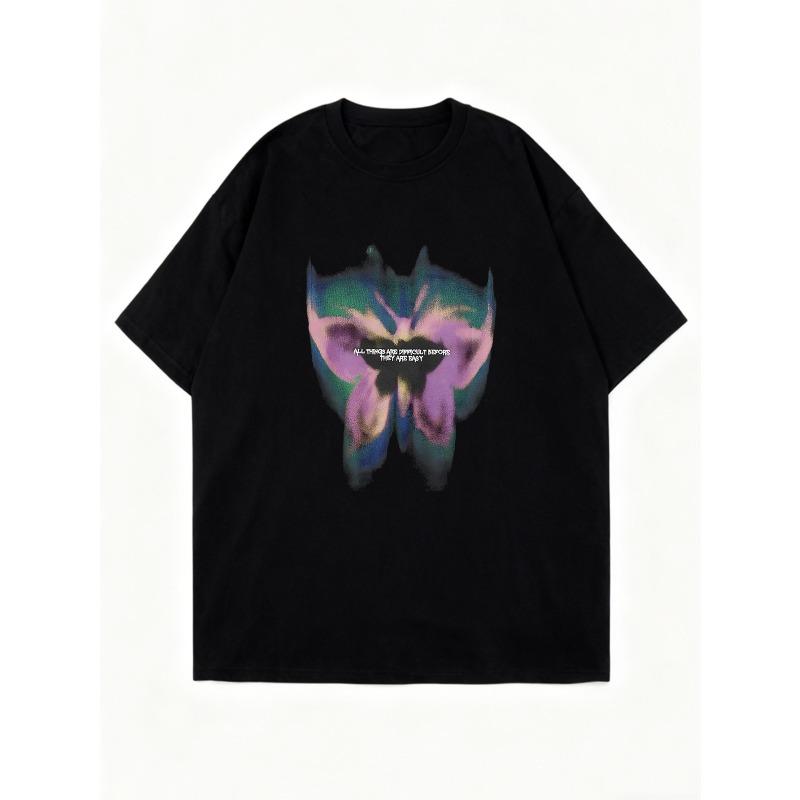 Oversized T Shirt Black Butterfly Print With Inspirational Quote Casual Wear For Women Summer Outfit Streetwear Fashion Top
