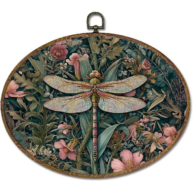

LKETW Винтажное Овальное Настенное Искусство с Бабочками, Овальный Холст William Morris с Бабочками и Цветами, Ретро Коттеджкор Ботанические Настенные Украшения D dragonfly set 2