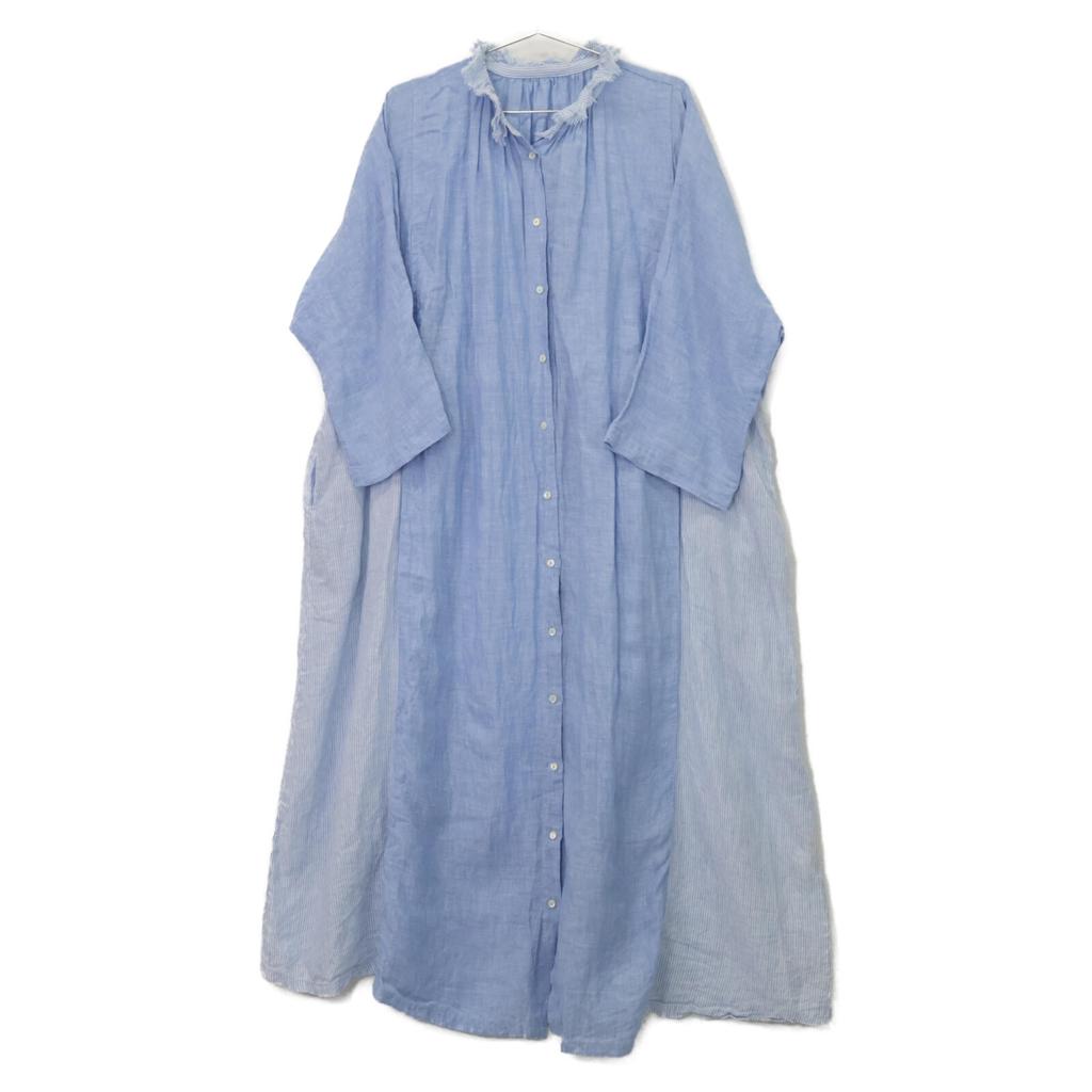 Nest Robe 01243-1140 Blue Deadstock Linen One Piece Dress F blueUsed