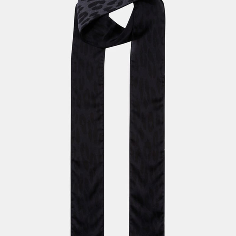 RECLOW LEOPARD SILK LONG SCARF NAVY Scarf