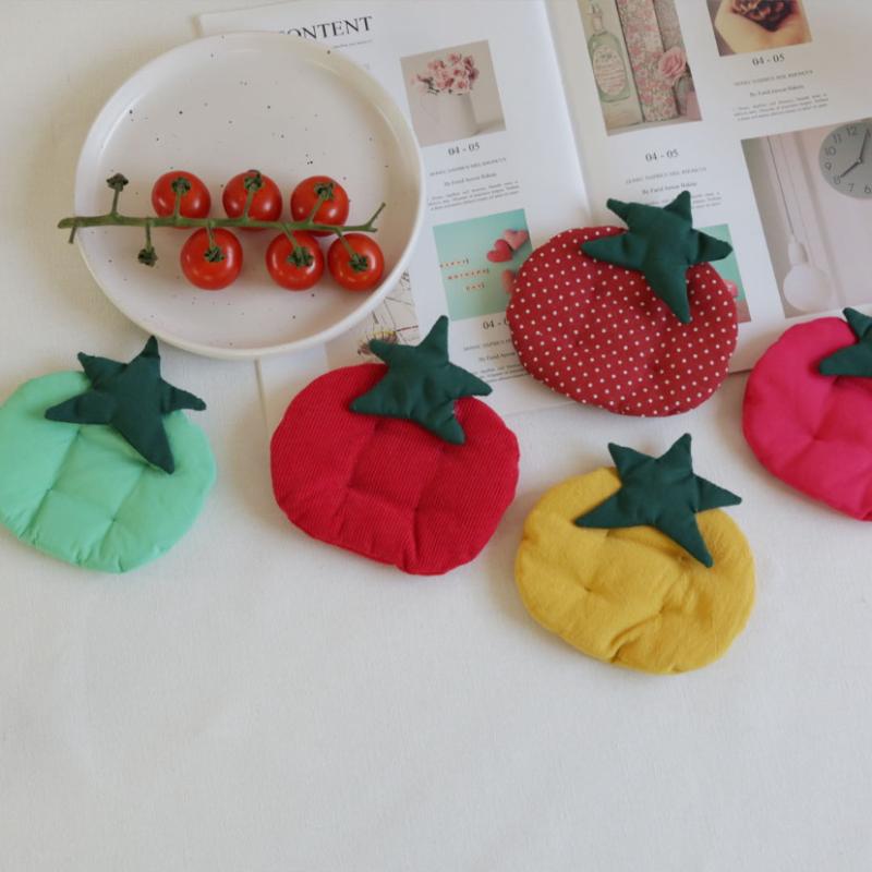 Tomato Shape Coasters, Cotton Filling, Insulated Heat Resistant Coffee Coasters, Table Decoration
