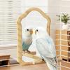 Interaction Mirror Perch Standing For Parrots Natural Wood Bird Rest Place for Pet Bird Entertainment Cage Accessories