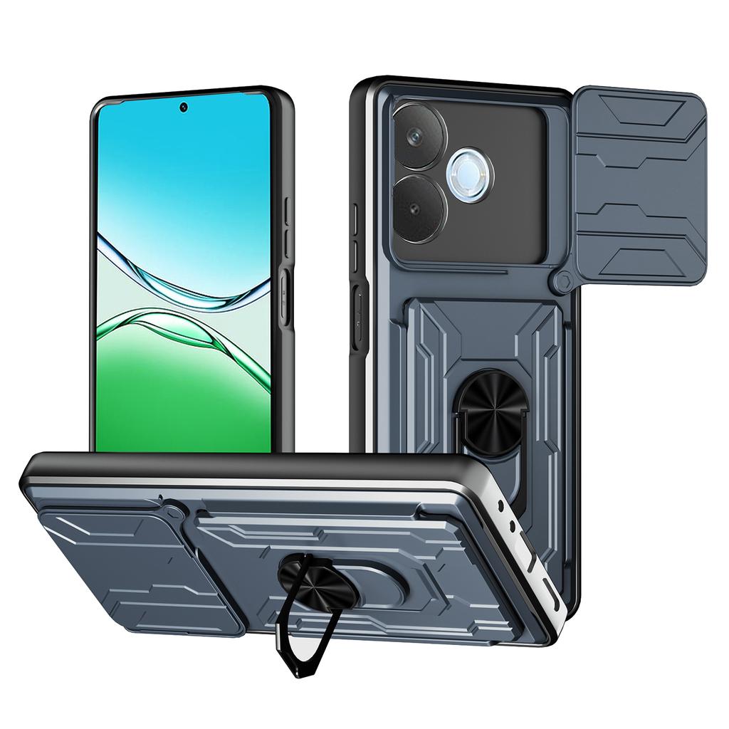 Pre Oppo A5 Pro 5G (globálne) Puzdro PC+TPU s výklopným stojanom, zadný kryt telefónu s posuvným krytom fotoaparátu