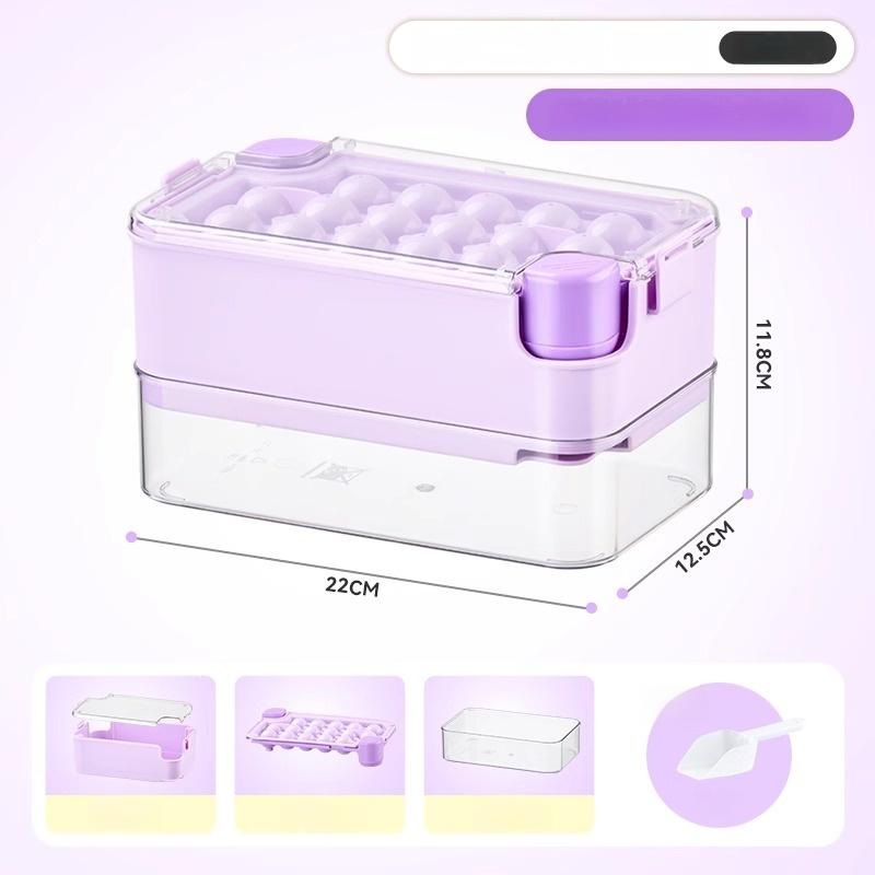 GIANXI Circular Ice Shape Plastics Ice Mould For Kitchen Summer Household Refrigerator Ice Cube Tray Portable 16 Grids Ice Box