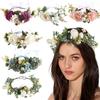 Bohemian Festival Wedding Flower Crown Photo Props Rose Green Leaf Floral Headpiece Hair Wreath Spring
