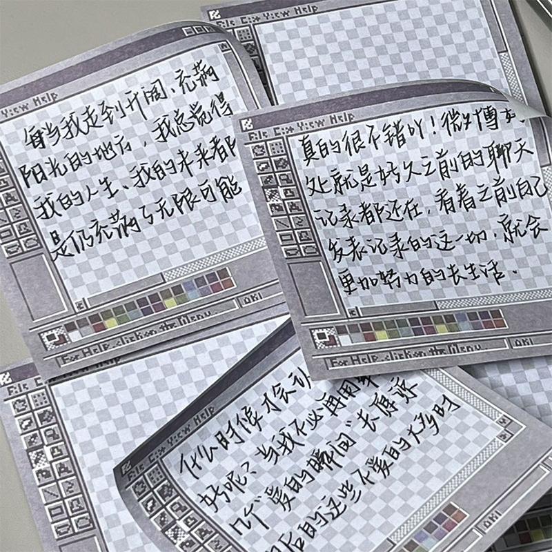 5Pcs Unique Daily Planning Square Sticky Notes Pad Creative Retro Sticky Notes Computer Drawing Board Square Sticky Notepad