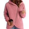 Women's Fleece Jacket Oblique Zip Up Long Sleeve Sherpa Coat Fuzzy Hooded Jacket