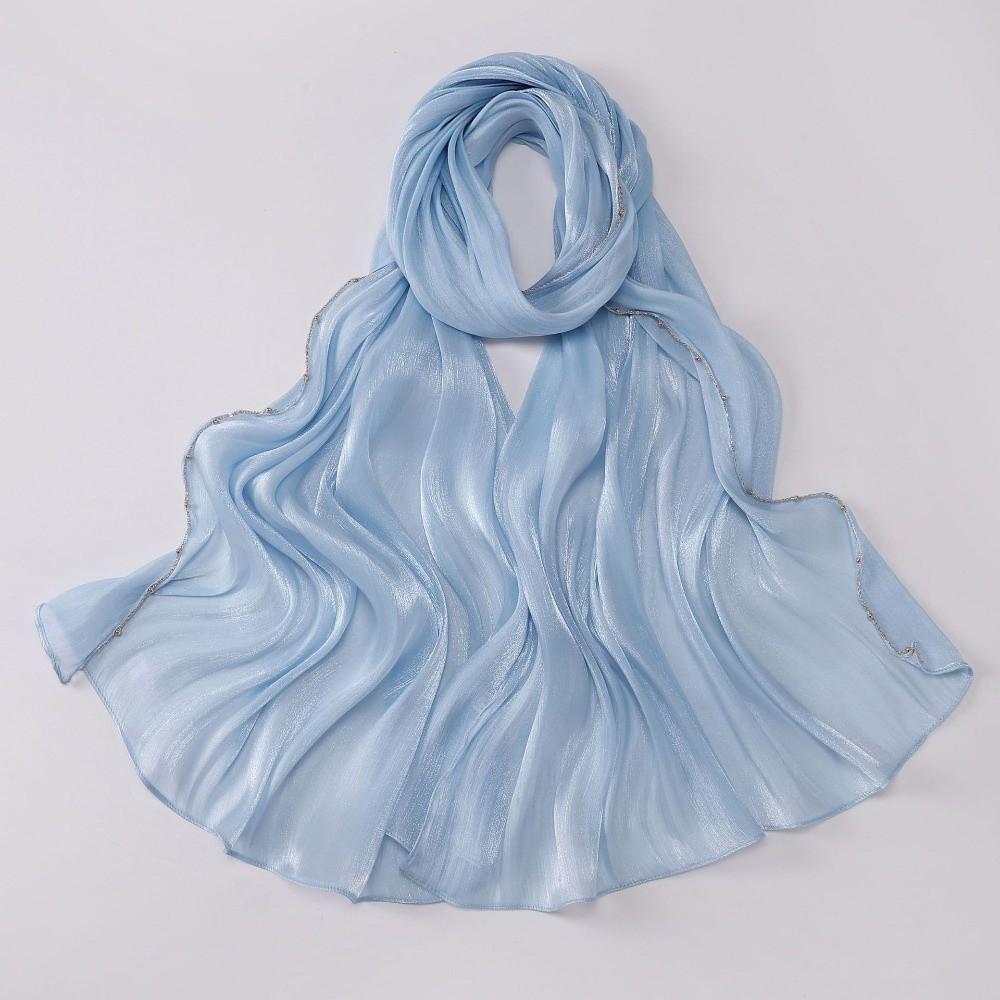 Unilateral golden chain Sunscreen shawl Shining Chiffon Hijab Veil High Qulaity Head Wrap  Outdoor