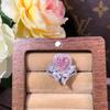 Xiancan Jewelry: 2021 Luxurious Heart-shaped Pink Diamond Floral Ring, One Carat, European & American Style
